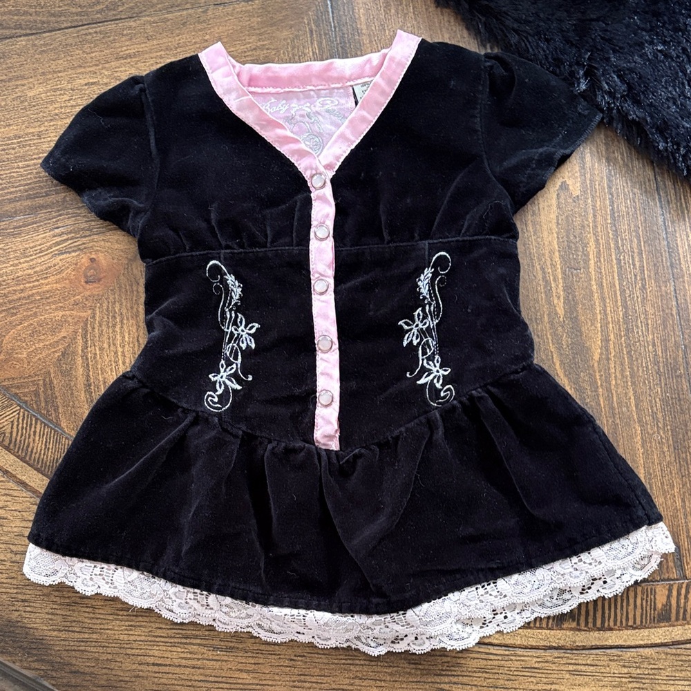 Baby Guess Black Velvet Dress Size 6/9 Months